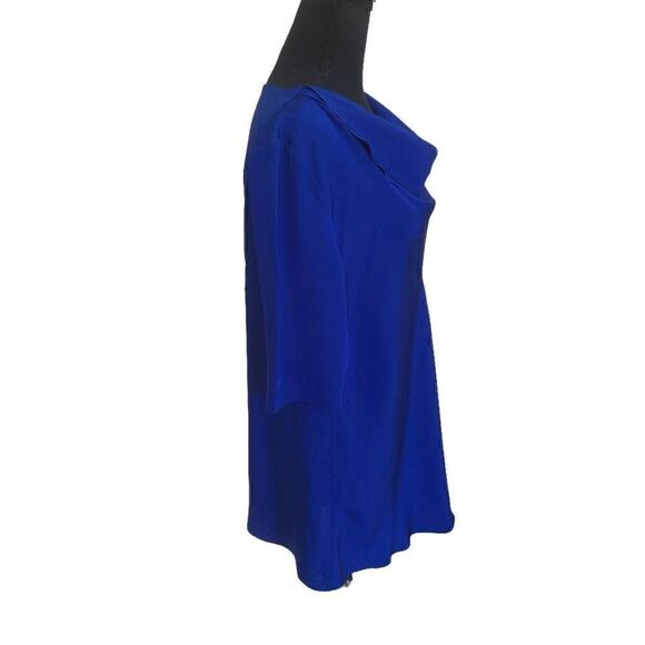 Piazza Sempione Womens Blouse Cowl Neck Quarter Sleeve Relaxed Fit Blue Medium - Picture 3 of 13